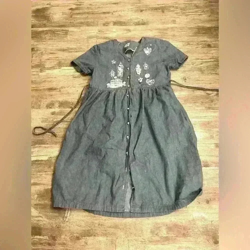 Size Large Cactus brand vintage jean dress with waist tie